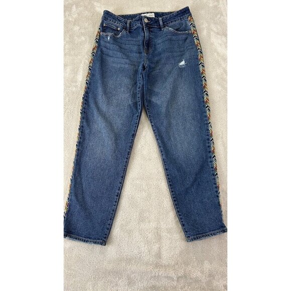 Knox Rose Embroidered Jeans Women's 10 Cotton Blend Mid-Rise Straight Leg - Picture 1 of 5